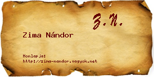 Zima Nándor névjegykártya